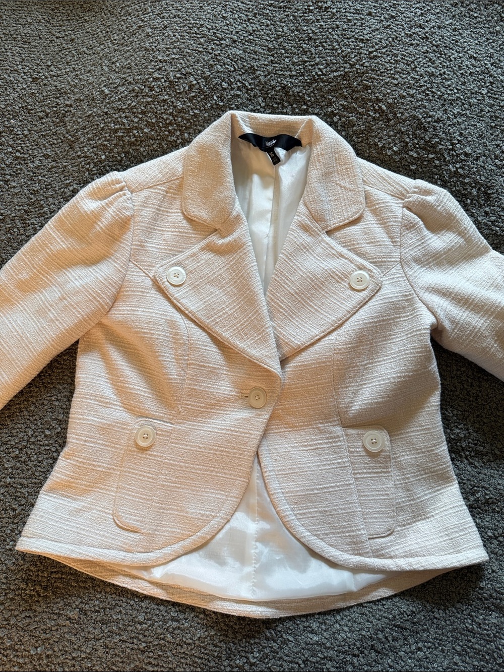 Mossimo Supply Co. Cream Textured Bouclé Double-Breasted Blazer